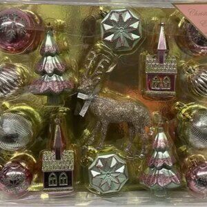 Assortment of 15 Rose Gold Christmas Tree Home Holiday Hanging Ornaments